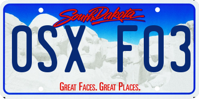 SD license plate 0SXF03