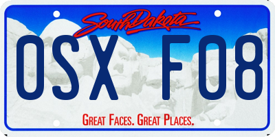 SD license plate 0SXF08