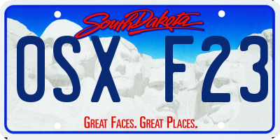 SD license plate 0SXF23