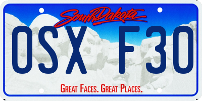 SD license plate 0SXF30