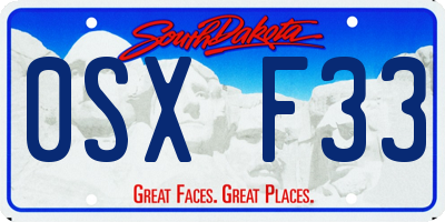 SD license plate 0SXF33