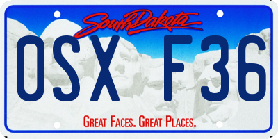 SD license plate 0SXF36