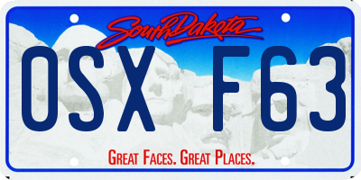 SD license plate 0SXF63