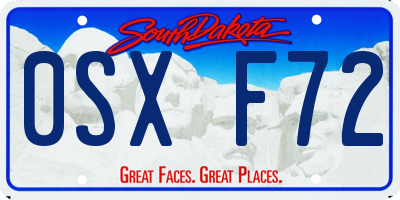 SD license plate 0SXF72