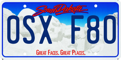 SD license plate 0SXF80