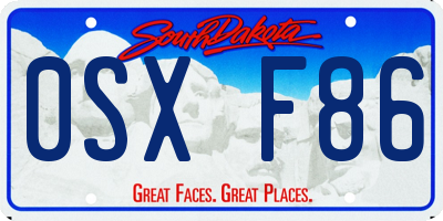 SD license plate 0SXF86