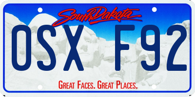 SD license plate 0SXF92