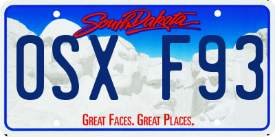 SD license plate 0SXF93