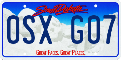 SD license plate 0SXG07