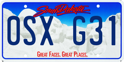 SD license plate 0SXG31