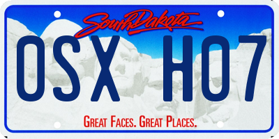 SD license plate 0SXH07