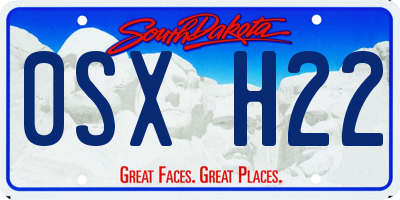 SD license plate 0SXH22