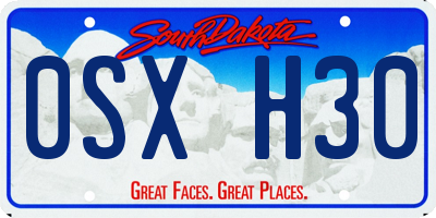 SD license plate 0SXH30