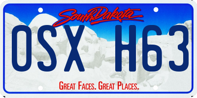 SD license plate 0SXH63