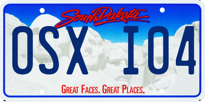 SD license plate 0SXI04