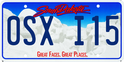 SD license plate 0SXI15