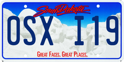 SD license plate 0SXI19