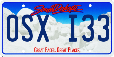 SD license plate 0SXI33