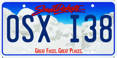 SD license plate 0SXI38