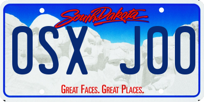 SD license plate 0SXJ00
