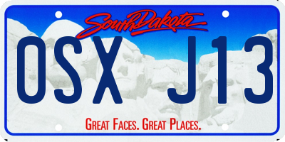 SD license plate 0SXJ13