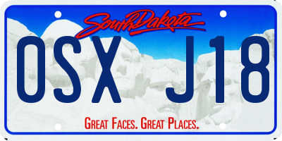 SD license plate 0SXJ18