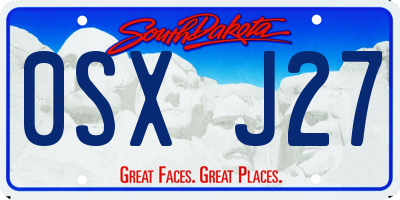 SD license plate 0SXJ27