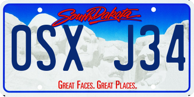 SD license plate 0SXJ34