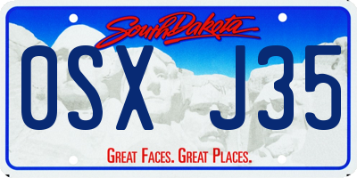 SD license plate 0SXJ35