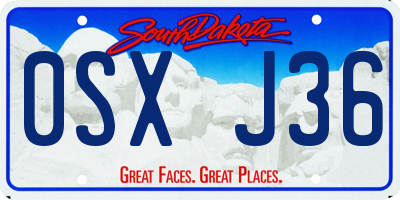 SD license plate 0SXJ36