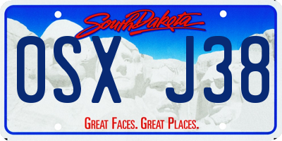 SD license plate 0SXJ38