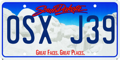 SD license plate 0SXJ39