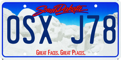 SD license plate 0SXJ78