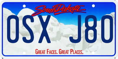 SD license plate 0SXJ80