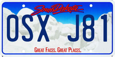 SD license plate 0SXJ81