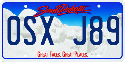 SD license plate 0SXJ89