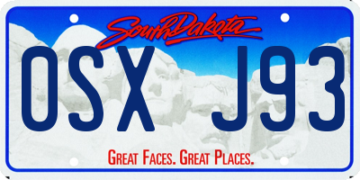 SD license plate 0SXJ93