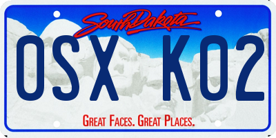 SD license plate 0SXK02