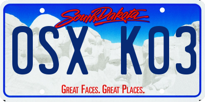 SD license plate 0SXK03