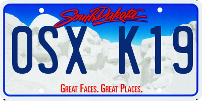 SD license plate 0SXK19