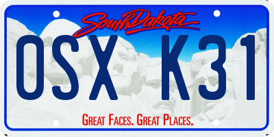 SD license plate 0SXK31
