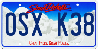 SD license plate 0SXK38
