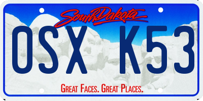 SD license plate 0SXK53