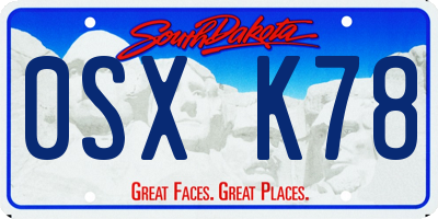 SD license plate 0SXK78