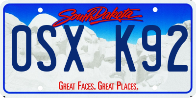 SD license plate 0SXK92