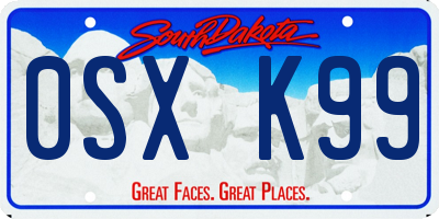 SD license plate 0SXK99