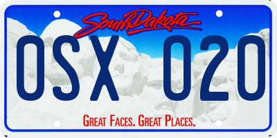 SD license plate 0SXO20