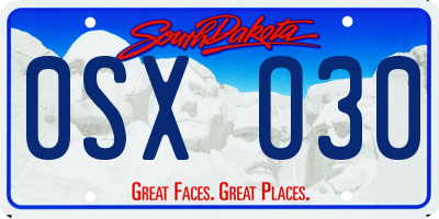 SD license plate 0SXO30