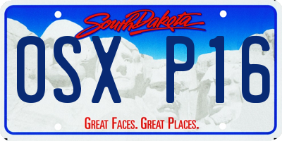 SD license plate 0SXP16