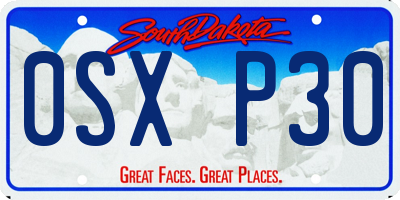 SD license plate 0SXP30